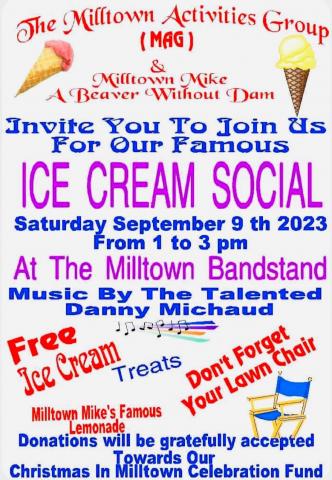 Ice Cream Social at the Milltown Bandstand, live music by Danny Michaud!