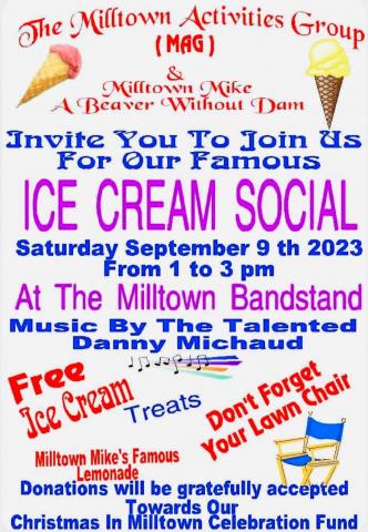 Ice Cream Social at the Milltown Bandstand, live music by Danny Michaud!