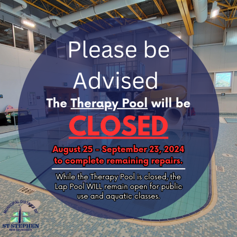 Therapy Pool CLOSED Ausgut 25-September 23 for Repairs